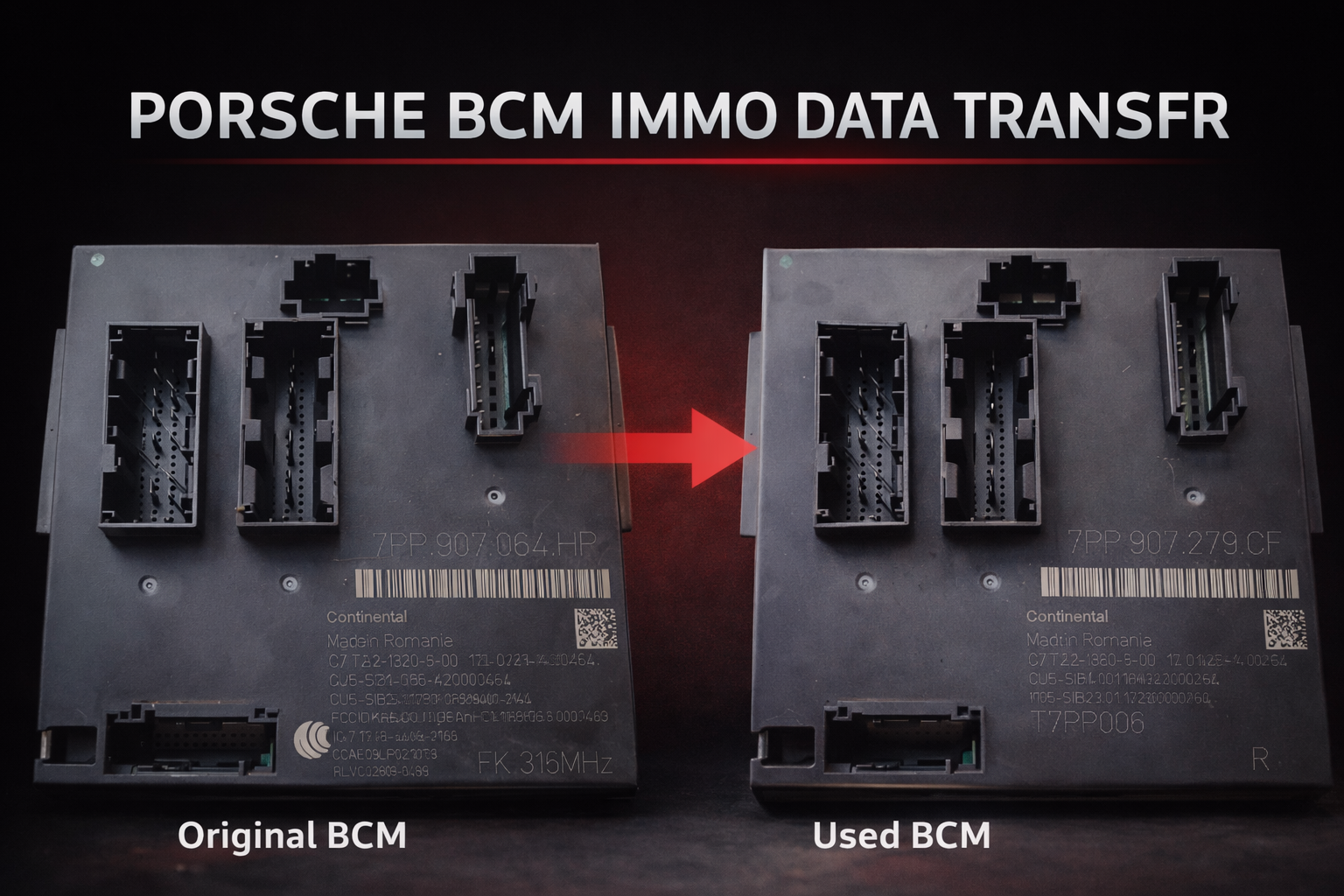 Porsche BCM IMMO data transfer — original BCM to used BCM (Continental)